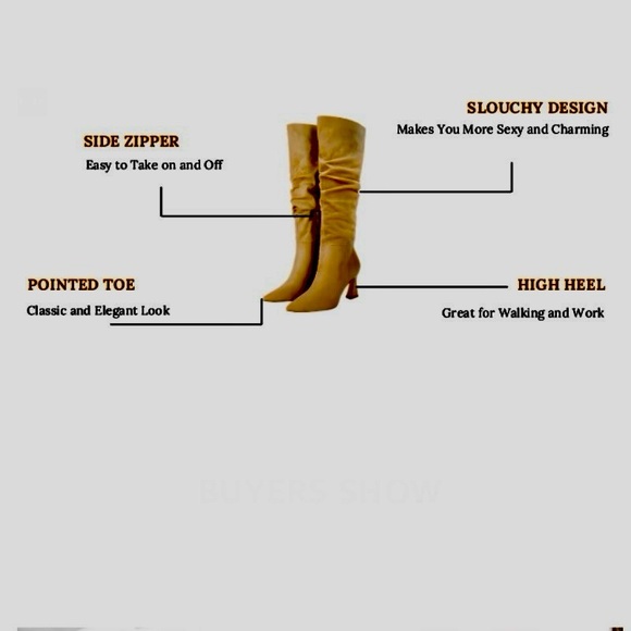 Women's Slouchy Knee High Boots with Side Zipper - Picture 9 of 12